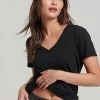 Superdry SLUB V-NECK - Basic T-shirt - Black