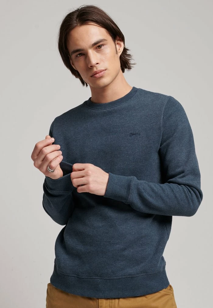 Superdry VINTAGE LOGO CREW - Sweatshirt - Vintage Navy Marl 1 Superdry VINTAGE LOGO CREW - Sweatshirt - Vintage Navy Marl