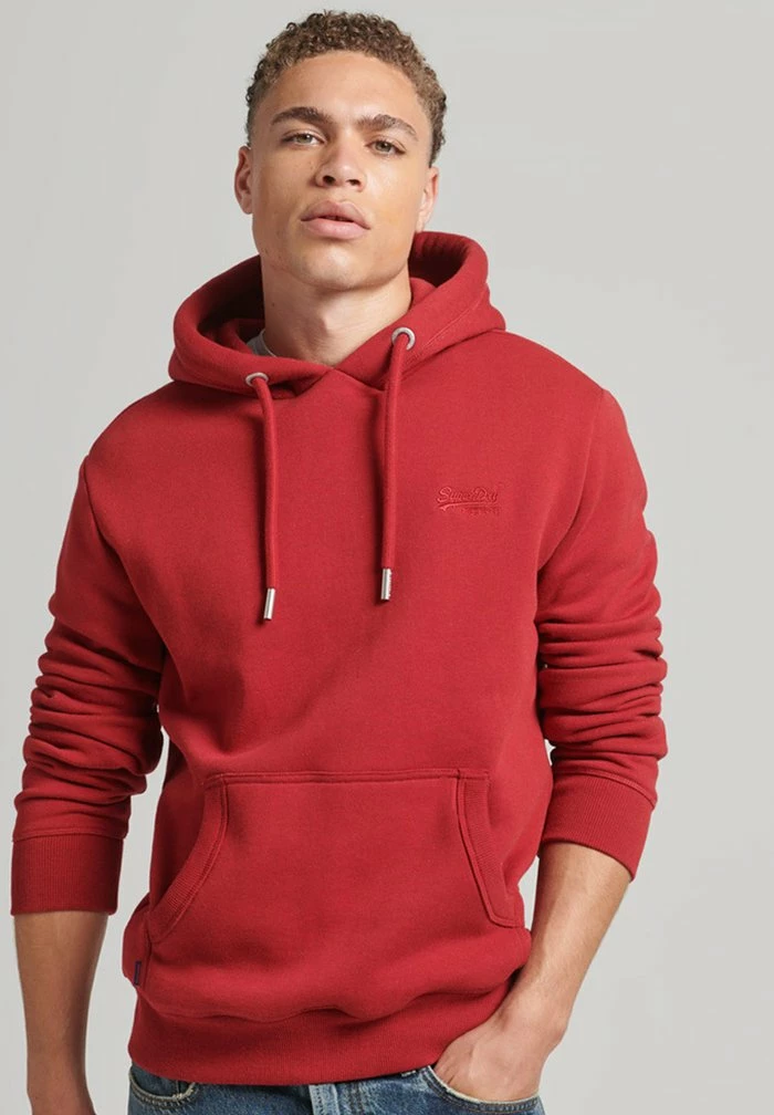 Superdry LOGO EMBROIDERED - Hoodie - Track Red Marl 1 Superdry LOGO EMBROIDERED - Hoodie - Track Red Marl