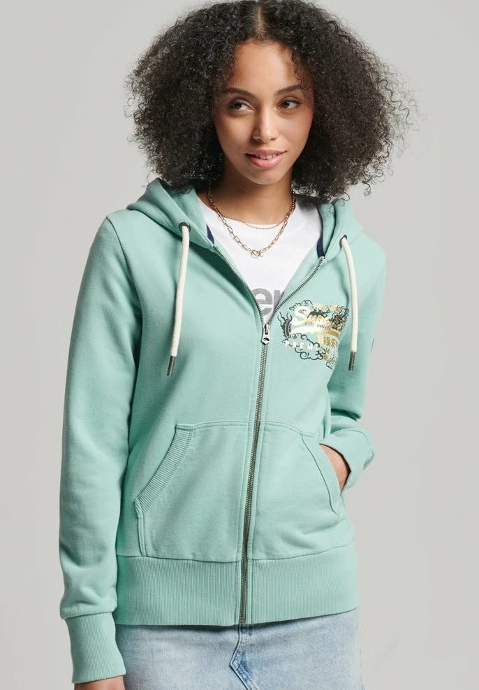Superdry VINTAGE NARRATIVE - Zip-up Sweatshirt - Fresh Mint 1 Superdry VINTAGE NARRATIVE - Zip-up Sweatshirt - Fresh Mint