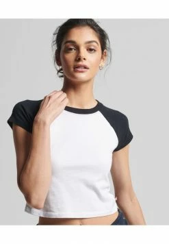 Superdry BASEBALL TINY - Print T-shirt - White Black
