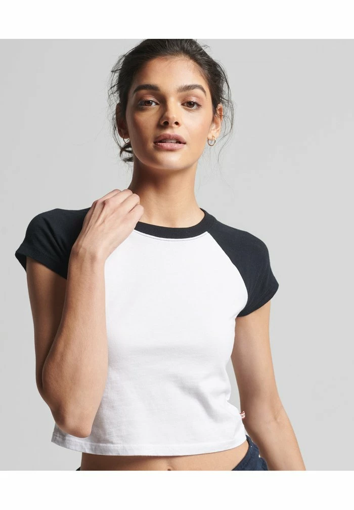 Superdry BASEBALL TINY - Print T-shirt - White Black 1 Superdry BASEBALL TINY - Print T-shirt - White Black