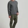 Superdry HENLEY - Long Sleeved Top - Tar Marl