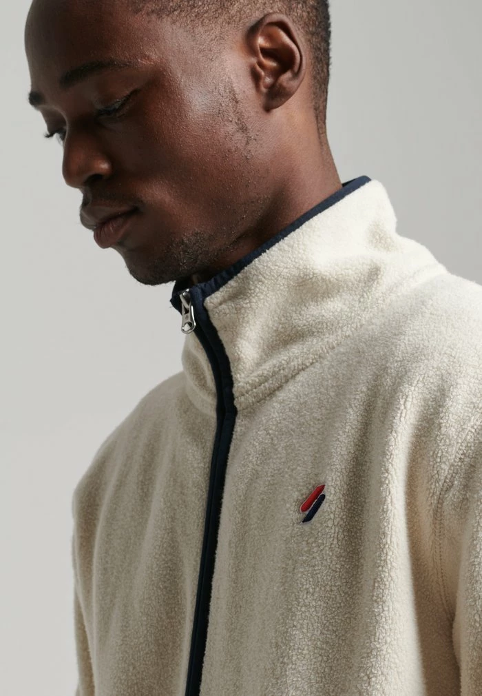 Superdry Fleece Jacket - Pale Oatmeal 4 Superdry Fleece Jacket - Pale Oatmeal - Image 4