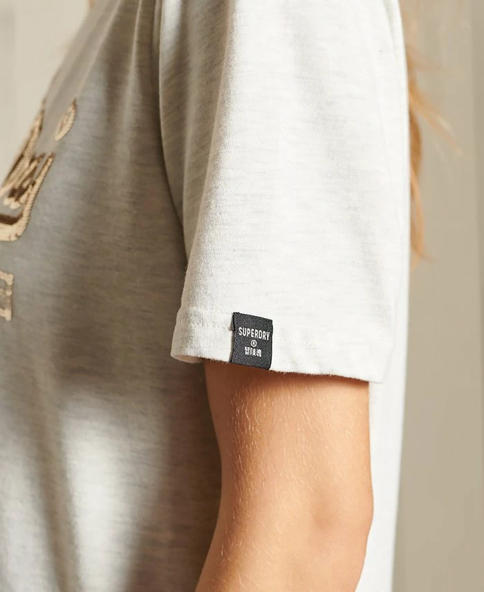 Superdry VINTAGE LOGO BOHO SPARKLE - Print T-shirt - Oatmeal Marl 2 Superdry VINTAGE LOGO BOHO SPARKLE - Print T-shirt - Oatmeal Marl - Image 2