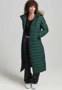 Superdry LONGLINE PUFFER - Winter Coat - Enamel Green