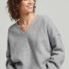 Superdry OVERSIZED V NECK - Jumper - Mid Marl