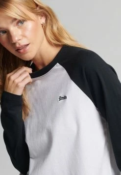 Superdry VINTAGE BASEBALL 3/4 SLEEVED - Long Sleeved Top - Black White