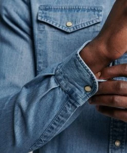 Superdry VINTAGE - Shirt - Light Wash -Superdry Shop 1c2cd7284faa47ff80a91fef8e080ea3