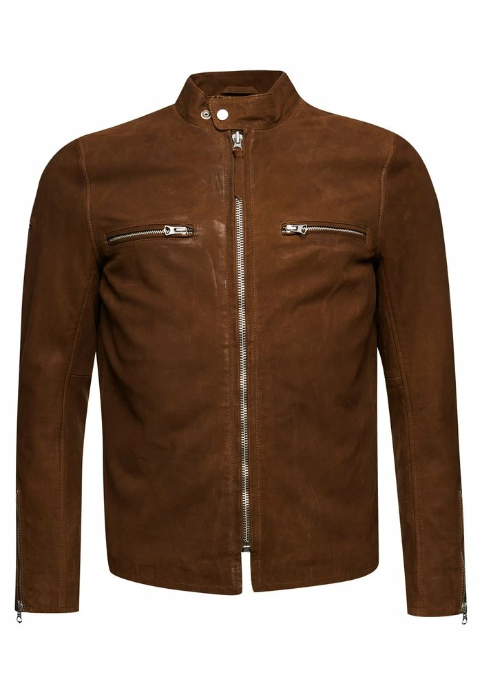 Superdry RACER - Leather Jacket - Tobacco 4 Superdry RACER - Leather Jacket - Tobacco - Image 4