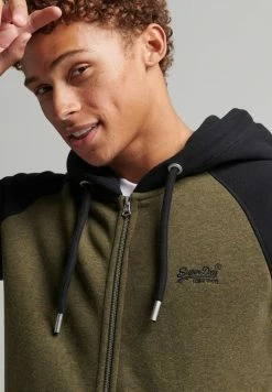 Superdry ESSENTIAL - Zip-up Sweatshirt - Olive Marl Black -Superdry Shop 1e4f0345578047f0ad3d48d3837f2c19