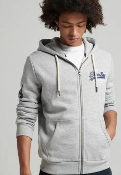 Superdry CLASSIC GRAPHIC LOGO - Zip-up Sweatshirt - Athletic Grey Marl