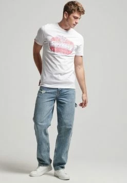 Superdry VINTAGE REWORK CLASSIC - Print T-shirt - Winter White Soot
