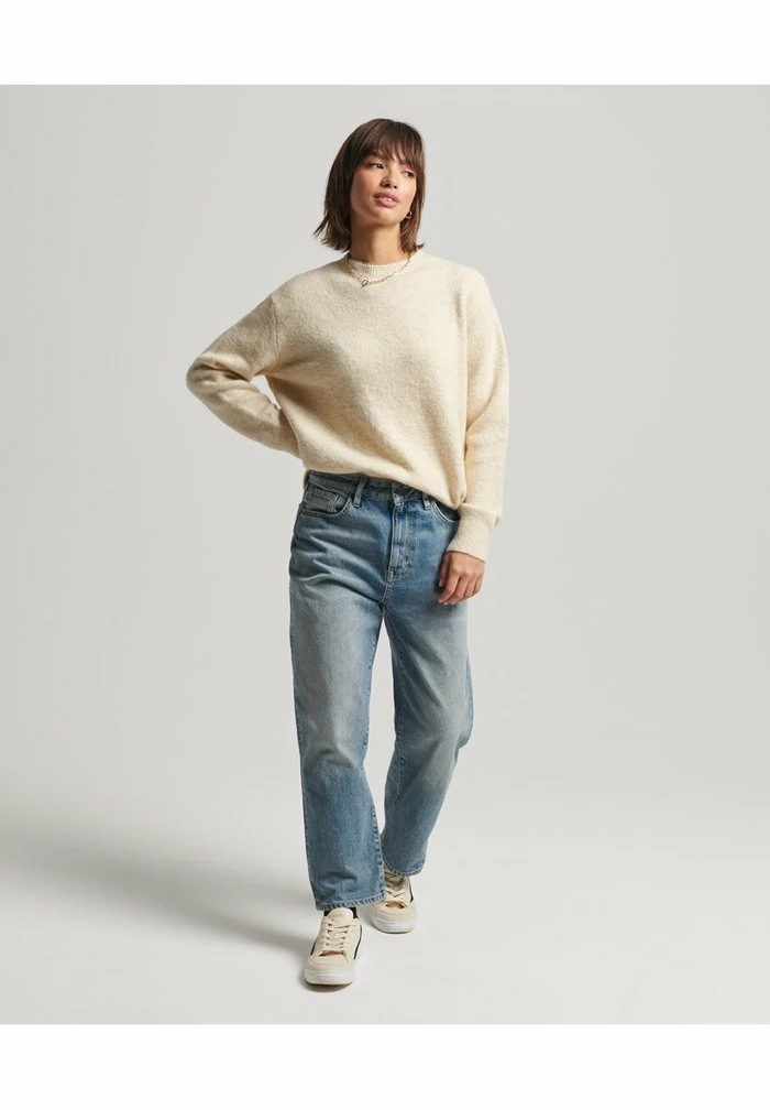 Superdry VINTAGE CLASSIC ESSENTIAL CREW - Jumper - Ecru 2 Superdry VINTAGE CLASSIC ESSENTIAL CREW - Jumper - Ecru - Image 2