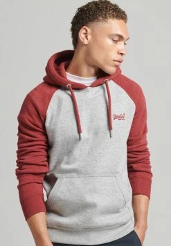 Superdry VINTAGE LOGO BASEBALL - Hoodie - Athletic Grey Marl Rhubarb Marl
