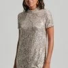 Superdry SEQUIN - Cocktail Dress / Party Dress - Silver Deco Sequin