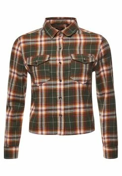 Superdry HERITAGE CHECK CROPPED - Button-down Blouse - Drayton Check Olive -Superdry Shop 1f3db99e289643c3ae557aed7275b200
