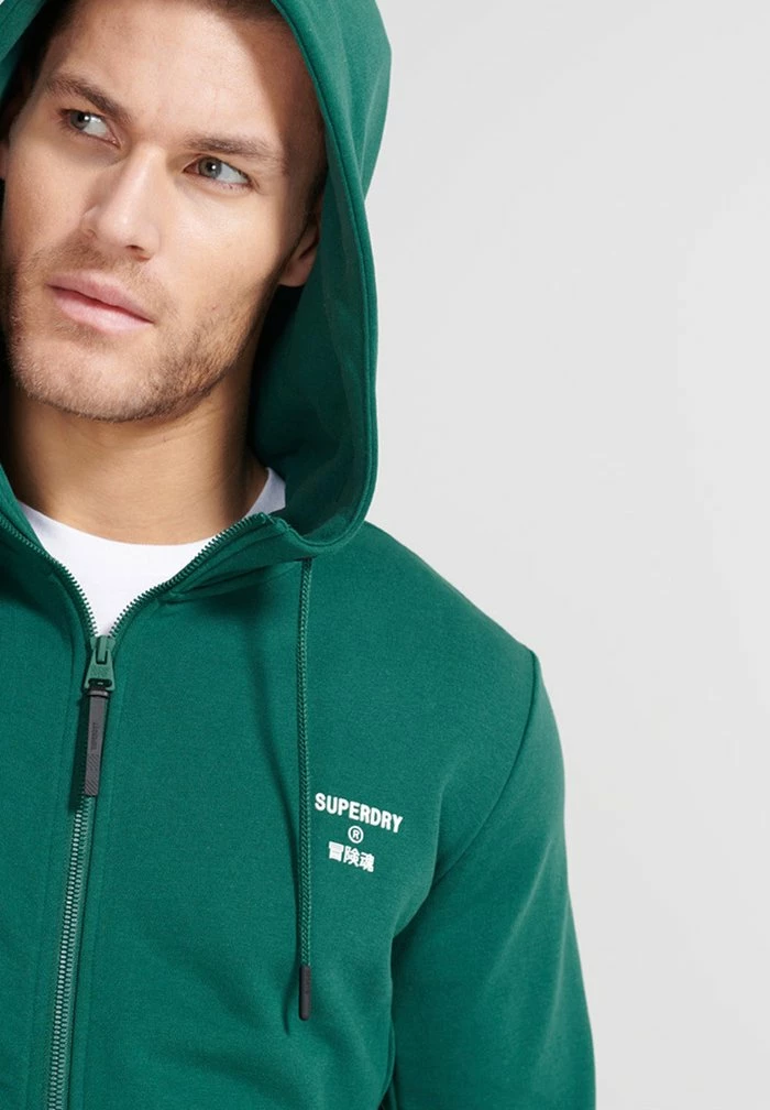 Superdry Zip-up Sweatshirt - Mid Pine 2 Superdry Zip-up Sweatshirt - Mid Pine - Image 2
