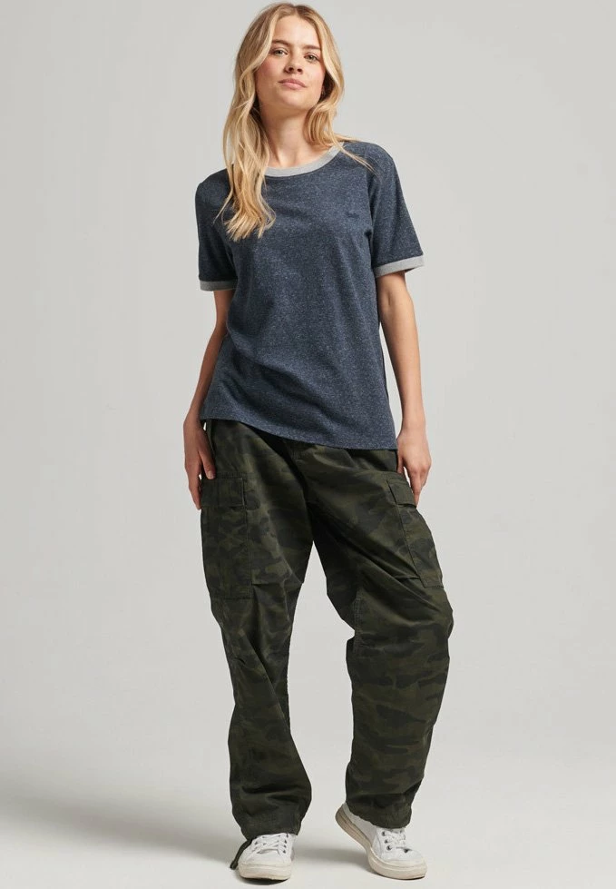 Superdry VINTAGE LOGO RINGER - Basic T-shirt - Vintage Navy Marl Grey Marl 2 Superdry VINTAGE LOGO RINGER - Basic T-shirt - Vintage Navy Marl Grey Marl - Image 2