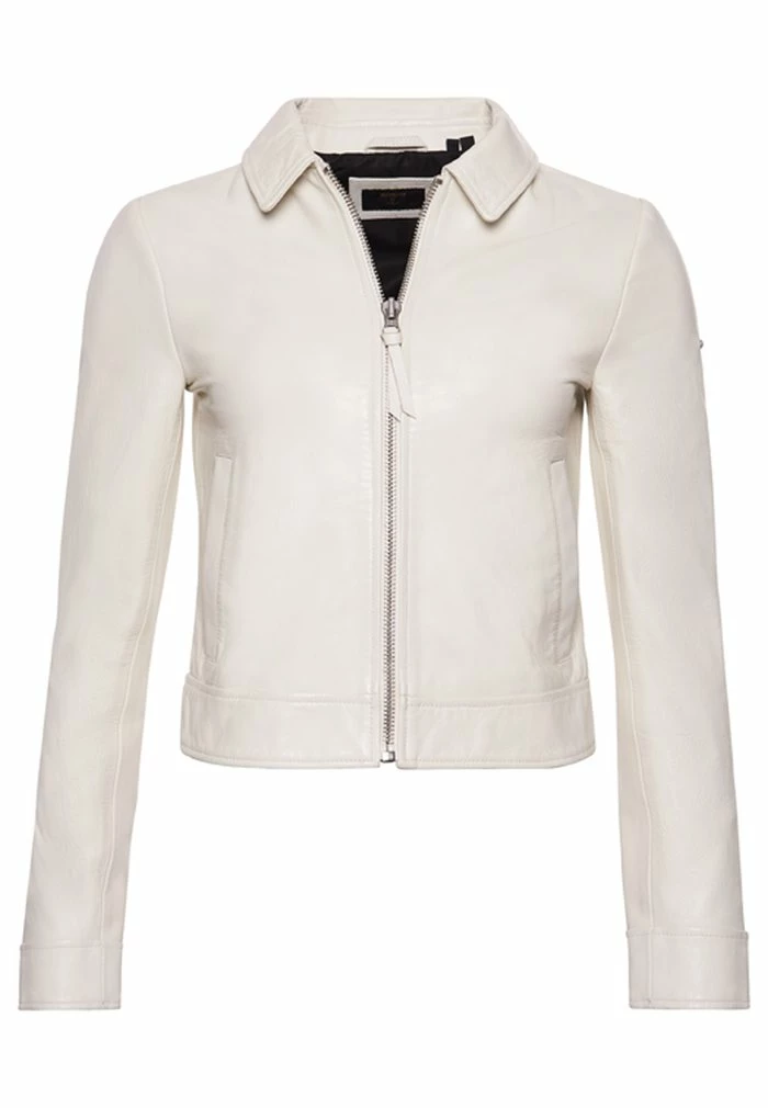 Superdry Leather Jacket - Off White 4 Superdry Leather Jacket - Off White - Image 4