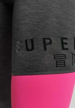 Superdry TRAINING GRAPHIC - Leggings - Trousers - Charcoal Marl Raspberry Sorbet -Superdry Shop 20adb5a6e4314bcf8c64f7a31313d85c