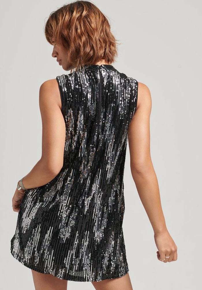 Superdry Cocktail Dress / Party Dress - Black Silver Sequin 2 Superdry Cocktail Dress / Party Dress - Black Silver Sequin - Image 2