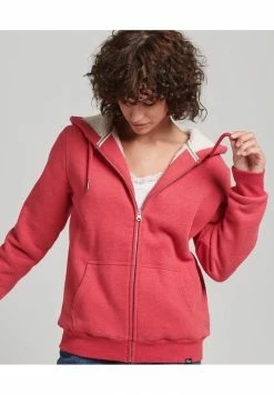 Superdry ESSENTIAL BORG - Zip-up Sweatshirt - Papaya Red Marl