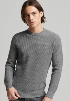 Superdry VINTAGE TEXTURED CREW - Jumper - Storm Grey Heather