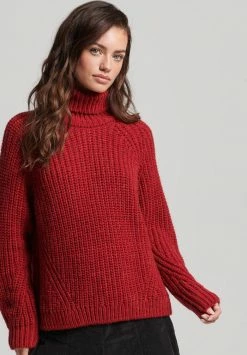 Superdry SLOUCHY STITCH ROLL NECK - Jumper - Rouge Marl