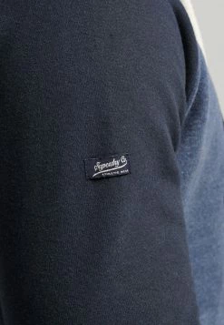 Superdry SCRIPTED COLLEGE - Hoodie - Jeans Marl Navy -Superdry Shop 21f2554bb3c949e9b3eaabe02259fbcc