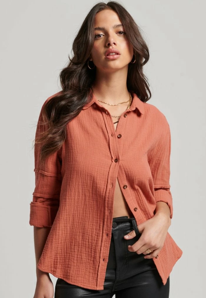 Superdry PENNY - Button-down Blouse - Bruschetta Brown 1 Superdry PENNY - Button-down Blouse - Bruschetta Brown