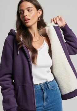 Superdry ESSENTIAL BORG - Zip-up Sweatshirt - Royal Purple Marl