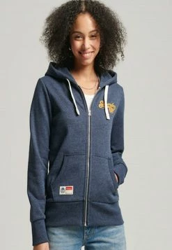 Superdry VINTAGE SCRIPT STYLE COLL - Zip-up Sweatshirt - Vintage Navy Marl