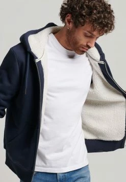 Superdry BORG - Zip-up Sweatshirt - Eclipse Navy -Superdry Shop 247b914e63ef4e75951c32a801912f75