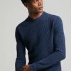 Superdry ACADEMY DYED TEXTURE - Jumper - Washed Dark Storm Navy