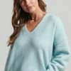 Superdry OVERSIZED V NECK - Jumper - Slate Grey