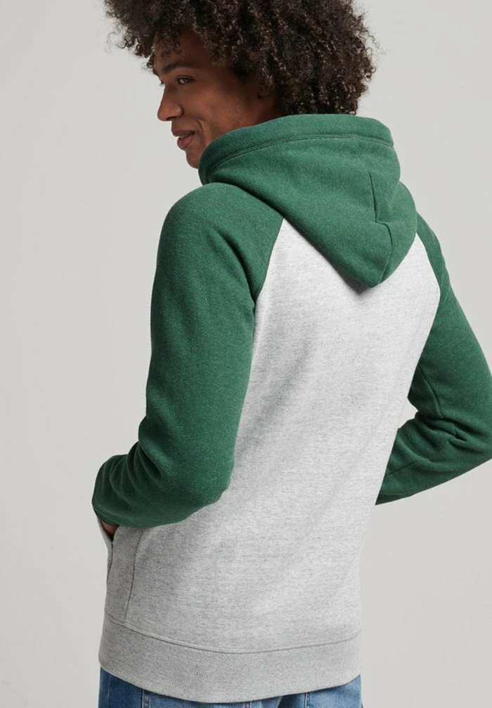 Superdry ESSENTIAL - Zip-up Sweatshirt - Athletic Grey Marl Campus Green Marl 2 Superdry ESSENTIAL - Zip-up Sweatshirt - Athletic Grey Marl Campus Green Marl - Image 2
