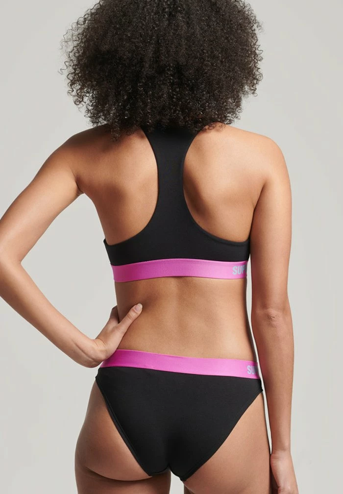 Superdry Bikini Bottoms - Black Lolly Pink 1 Superdry Bikini Bottoms - Black Lolly Pink