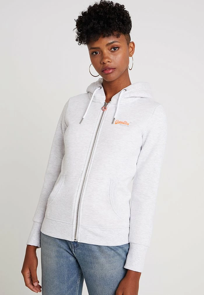 Superdry LABEL ZIPHOOD - Zip-up Sweatshirt - Ice Marl 1 Superdry LABEL ZIPHOOD - Zip-up Sweatshirt - Ice Marl