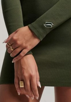 Superdry LOGO RIB BODYCON - Shift Dress - Dark Moss 8 Superdry LOGO RIB BODYCON - Shift Dress - Dark Moss -Superdry Shop 292b3333cc2f468899f454b57260386d