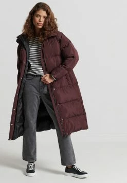 Superdry LONGLINE DUVET - Winter Coat - Rich Deep Burgundy