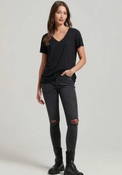 Superdry SLUB V-NECK - Basic T-shirt - Black 4 Superdry SLUB V-NECK - Basic T-shirt - Black -Superdry Shop 2a1e99f6ce7143f9a5d2835b99e59d90