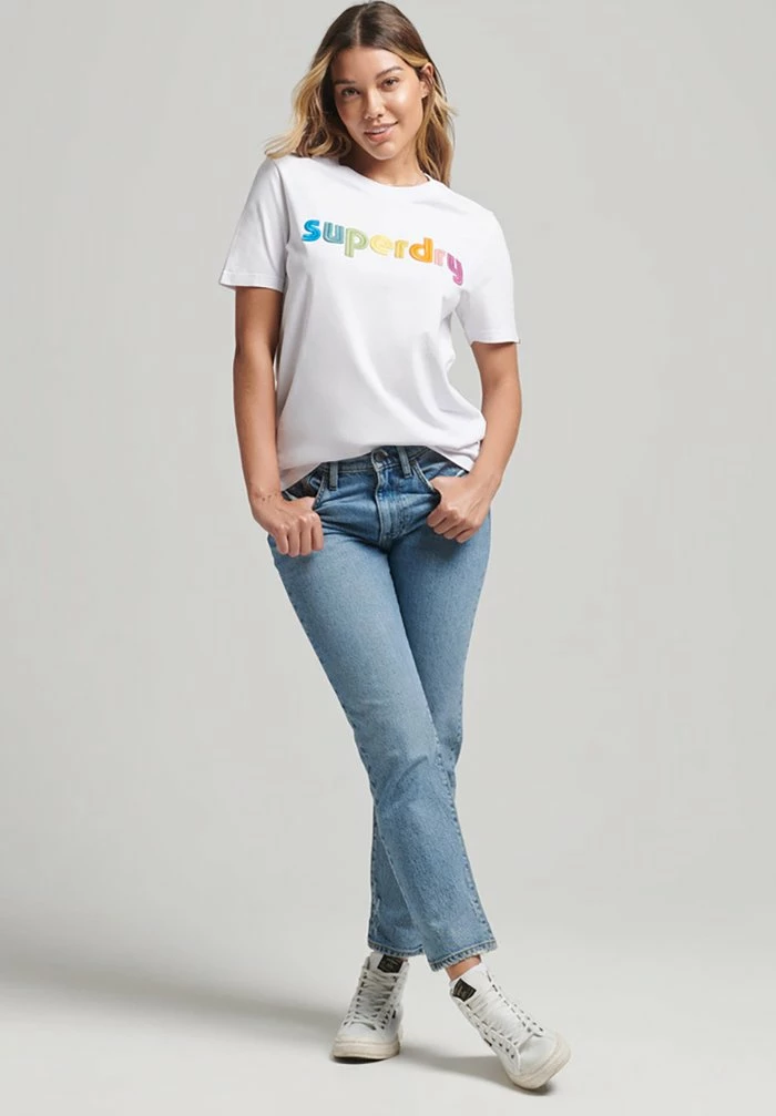 Superdry CORE LOGO RAINBOW - Print T-shirt - Optic 2 Superdry CORE LOGO RAINBOW - Print T-shirt - Optic - Image 2