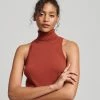 Superdry STUDIOS ROLL NECK - Top - Burnt Henna Marl