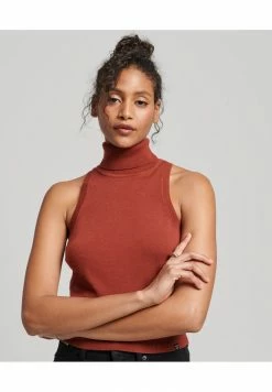 Superdry STUDIOS ROLL NECK - Top - Burnt Henna Marl