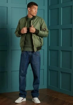 Superdry ACADEMY DYED TEXTURE - Jumper - Washed Dark Olive Green