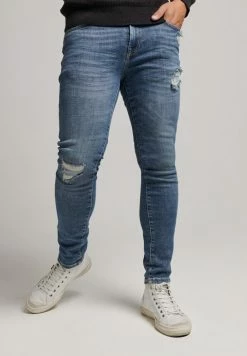 Superdry Slim Fit Jeans - Stanton Bright Blue Rip