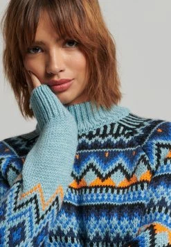 Superdry VINTAGE JACQUARD - Jumper - Soft Blue Jacquard -Superdry Shop 2c2cac943b82431c962195a617e58e32