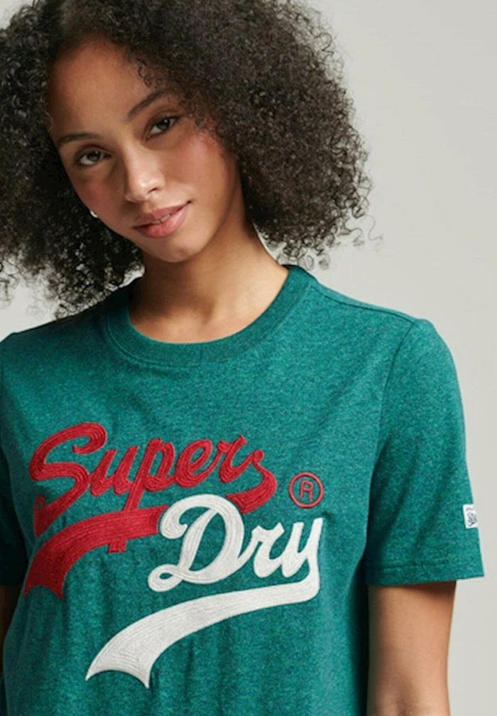 Superdry VINTAGE VL - Print T-shirt - Teal Gravel Marl 2 Superdry VINTAGE VL - Print T-shirt - Teal Gravel Marl - Image 2
