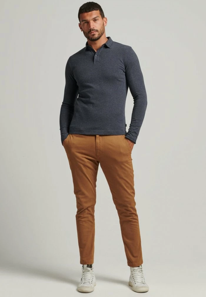 Superdry LONG SLEEVE - Polo Shirt - Eclipse Navy Marl 2 Superdry LONG SLEEVE - Polo Shirt - Eclipse Navy Marl - Image 2